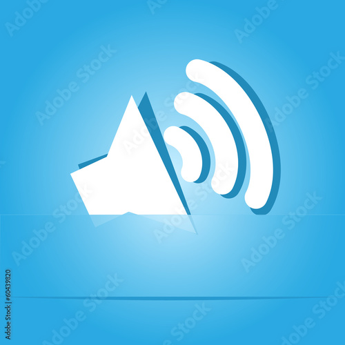 Speaker. Paper sticker. Vector illustration.