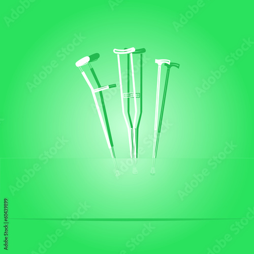 Crutches. Paper sticker. Vector illustration.