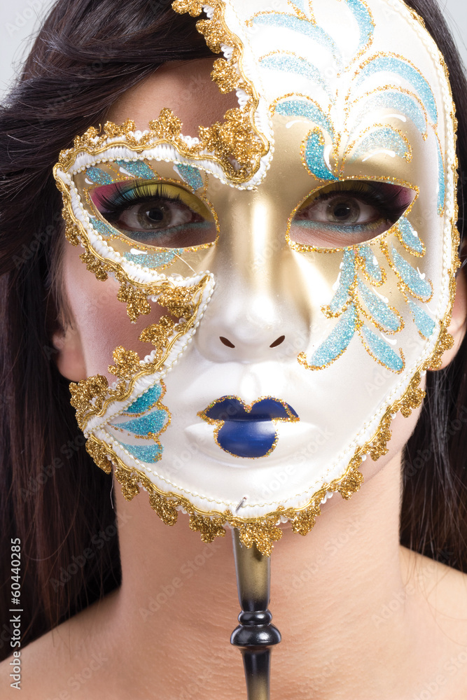 beauty model girl with carnival mask