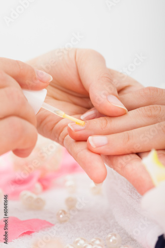 Manicurist Applying Nail Varnish