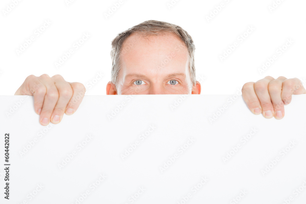 Mature Man Holding Placard Mature Man Holding Placard