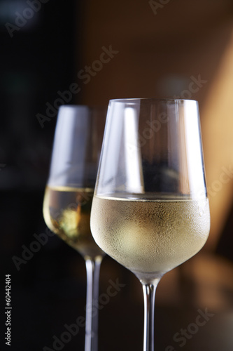 Glasses of white wine,Close up