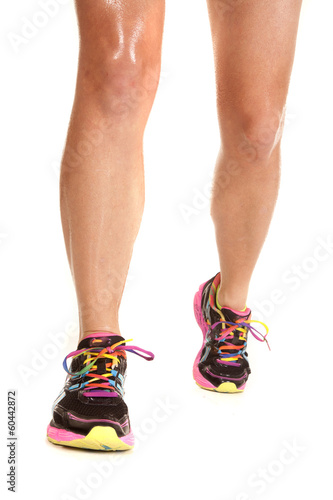 Woman wet legs walk toward