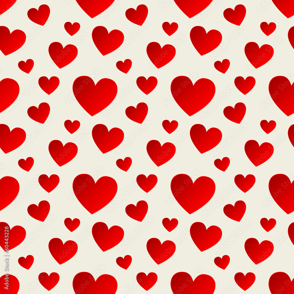 Seamless pattern with red hearts. Vector