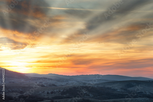 Mountains with colorful sky