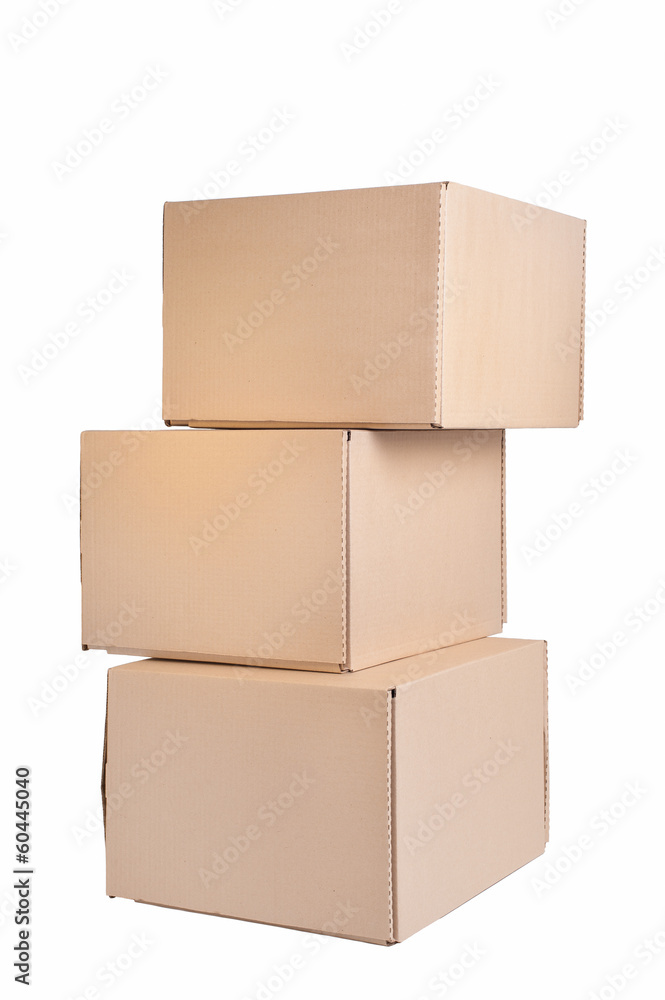 Stack of cardboard boxes isolated on white Stack of cardboard boxes isolated on white