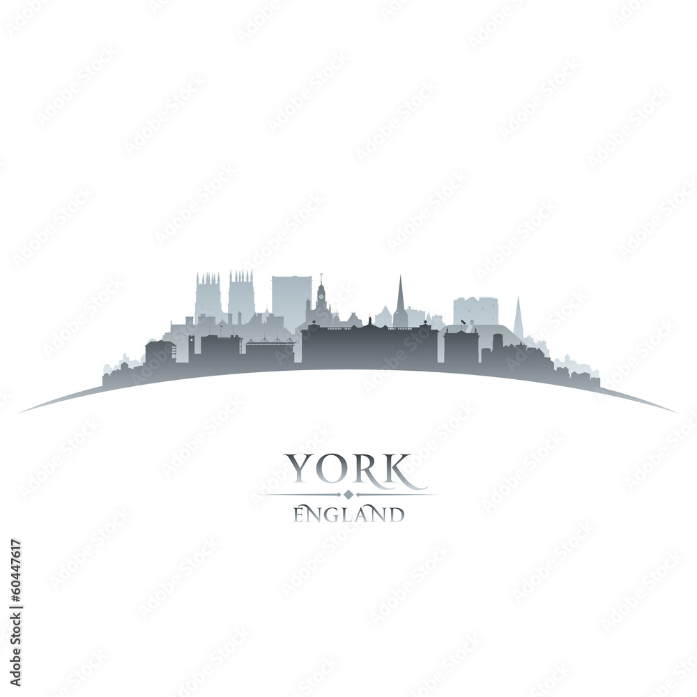 York England city skyline silhouette white background