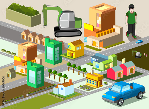 several building isometric. very detail isometric vector