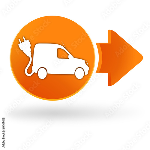 véhicule utilitaire électrique sur symbole web orange
