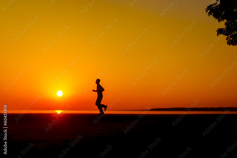 jogging at sunset
