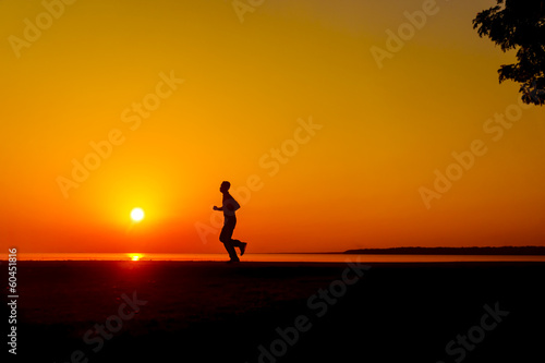 jogging at sunset