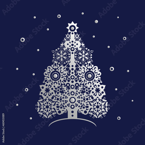 spruce on a blue background