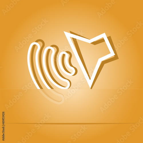 Loudspeaker. Paper sticker as bookmark. Vector illustration.