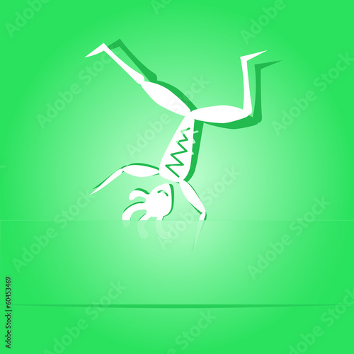 Dancing ethnic little man. Paper sticker as bookmark. Vector ill