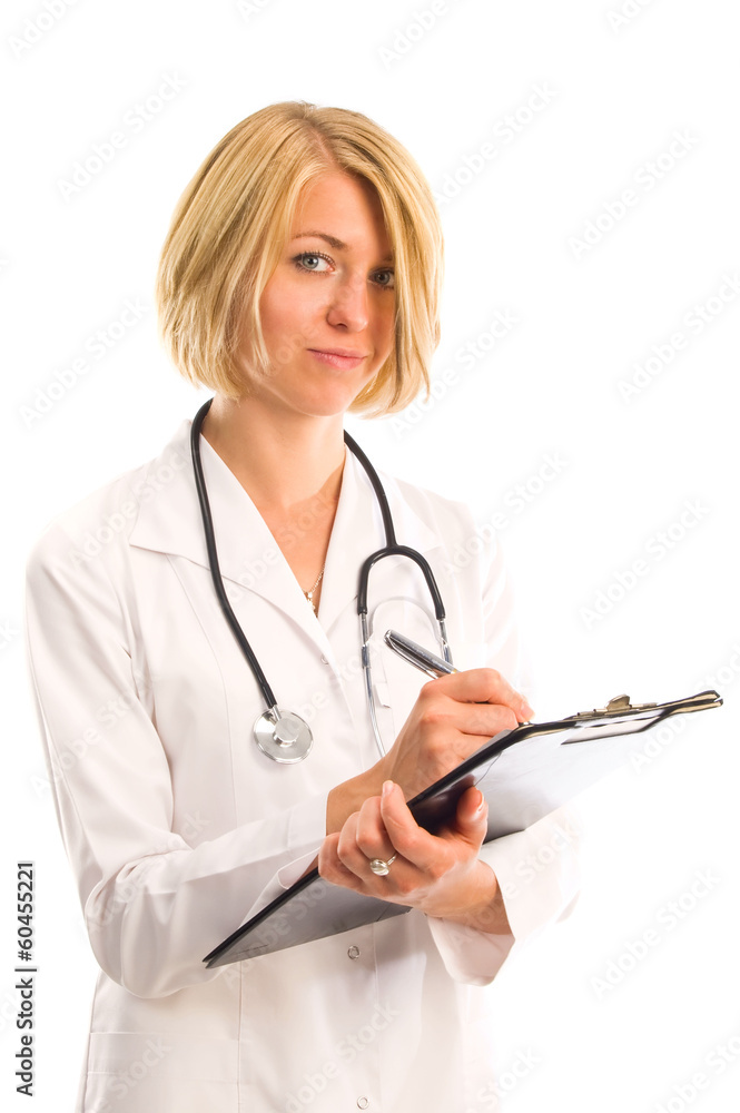 Smiling medical doctor woman with stethoscope. Smiling medical doctor woman with stethoscope.
