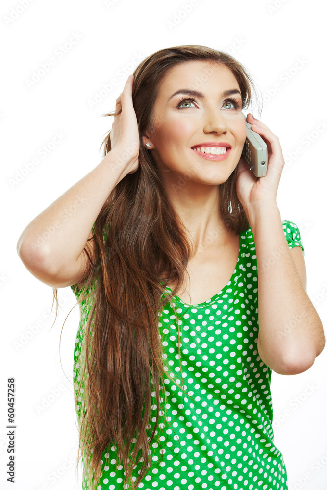 Female young model phone call Female young model phone call