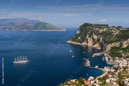 bird's-eye view of the city and port. Italy. Capri. Marina Grand