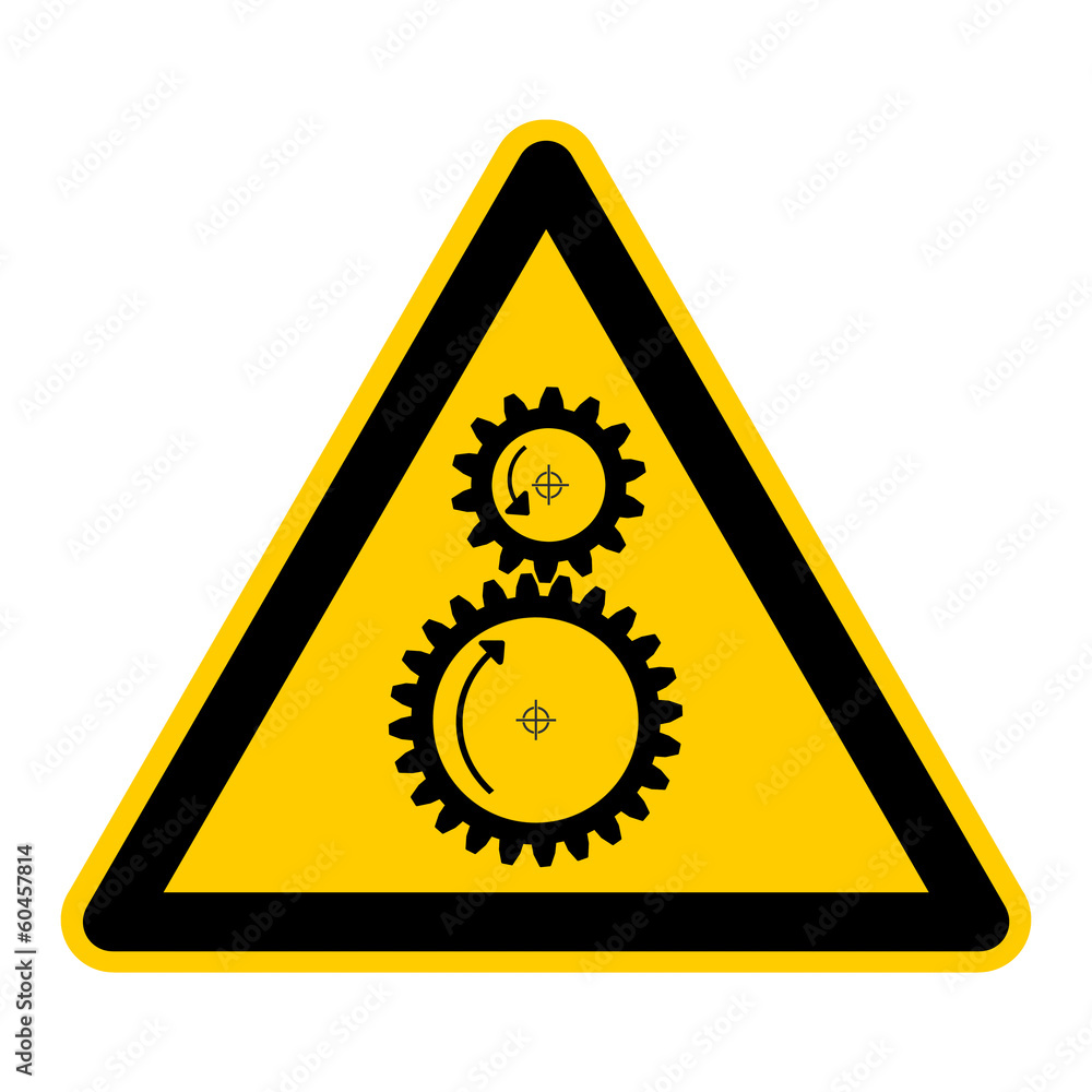 wso37 WarnSchildOrange - english warning sign: danger rotating gears - entanglement hazard - German Warnschild: Warnung vor gegenläufigen Zahnrädern - Einzugsgefahr - g445 wso37 WarnSchildOrange - english warning sign: danger rotating gears - entanglement hazard - German Warnschild: Warnung vor gegenläufigen Zahnrädern - Einzugsgefahr - g445