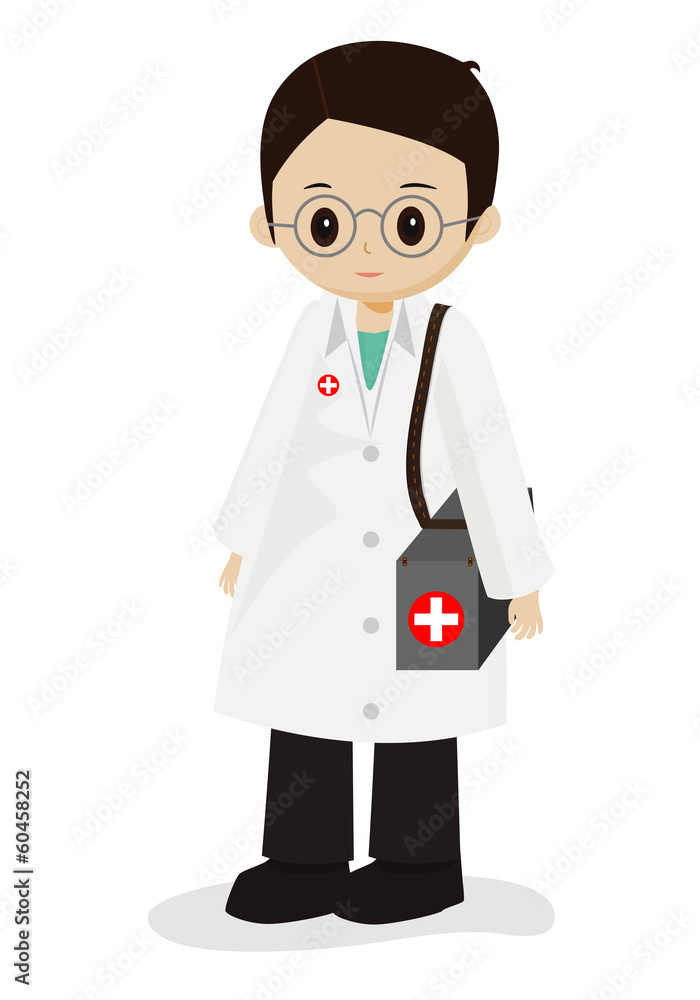 Doctor in the white gown with medicine bag, vector Doctor in the white gown with medicine bag, vector