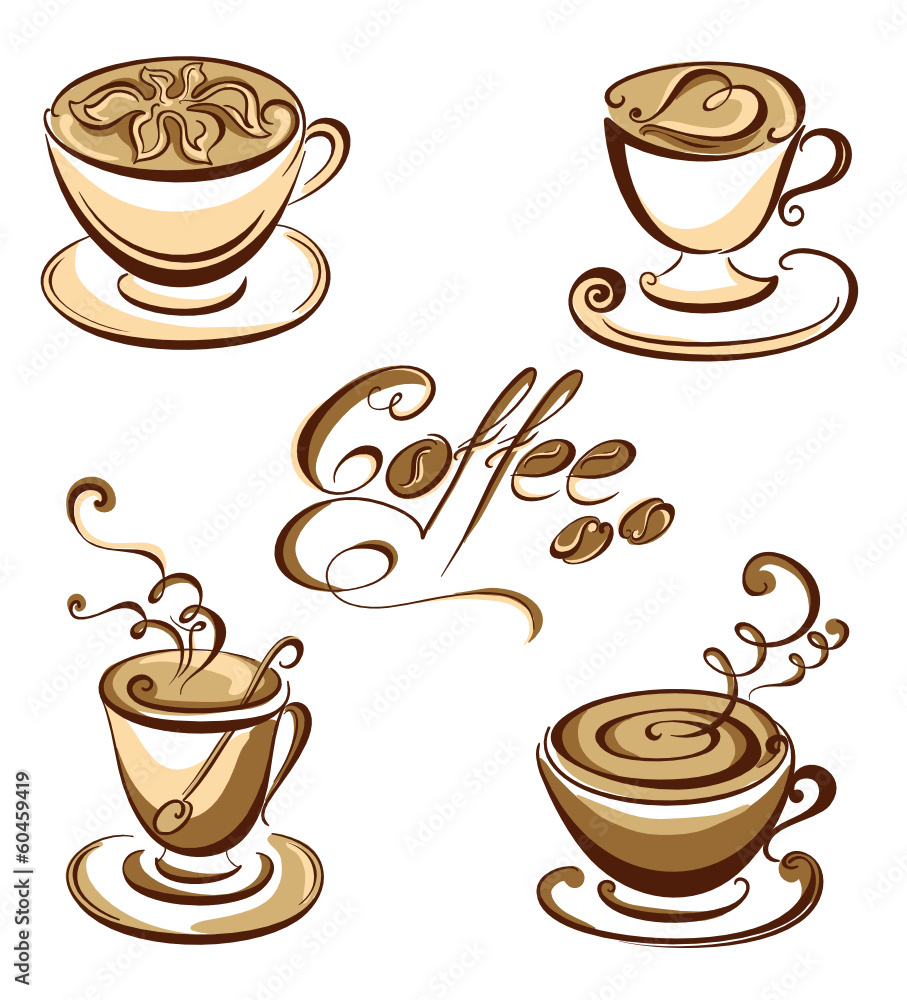 Obraz premium Set coffee cups. Vector illustration