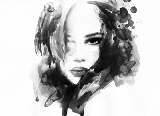 Leinwandbilder Aquarell Gesicht Beautiful woman face. watercolor illustration  © Anna Ismagilova