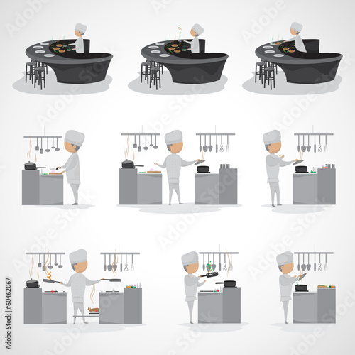 Man Cooking In The Kitchen And At The Bar