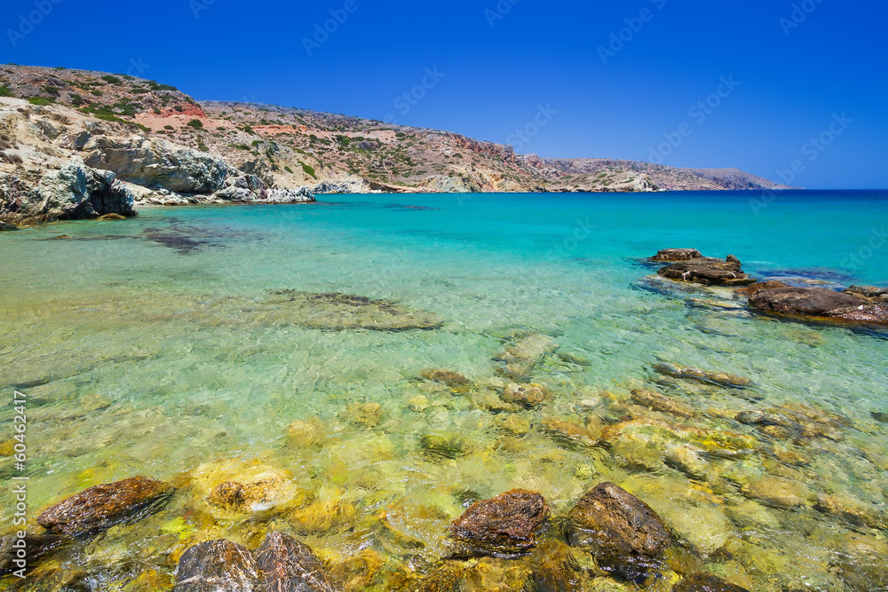 Vai beach with blue lagoon on Crete, Greece