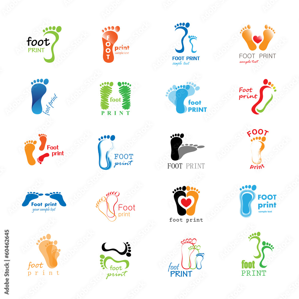 Foot Print Icons Set - Isolated On White Background Foot Print Icons Set - Isolated On White Background