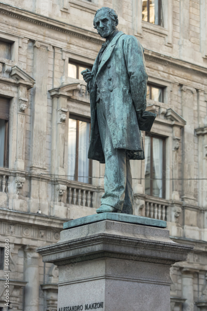 Manzoni monument in San Fedele square, Milan