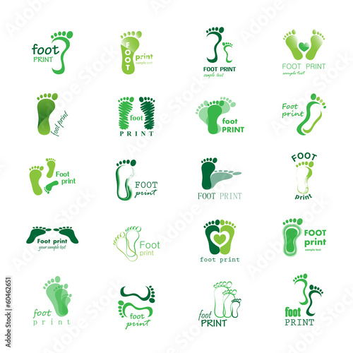 Foot Print Icons Set - Isolated On White Background