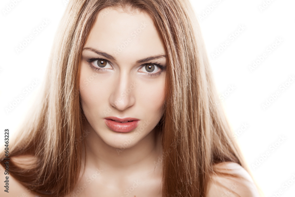 portrait of beautiful redhead woman on white background portrait of beautiful redhead woman on white background