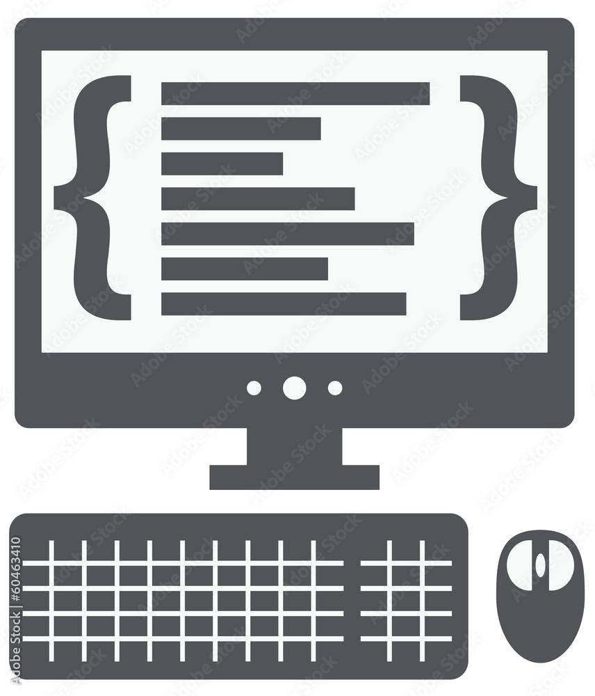 vector personal computer with programming code on the screen iso vector personal computer with programming code on the screen iso