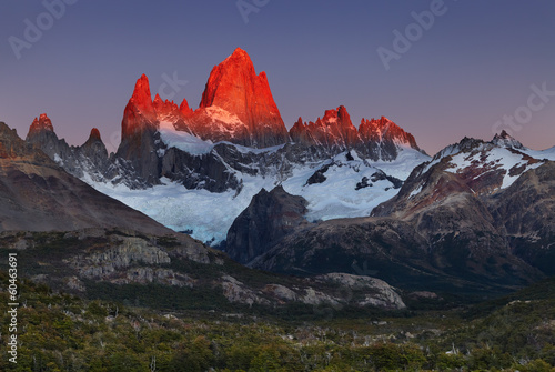 Canvas Print Mount Fitz Roy at sunrise, Patagonia, Argentina