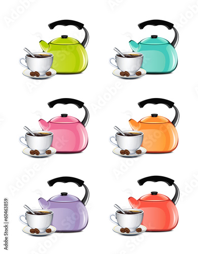 Cup Of Coffee And Kettle Set