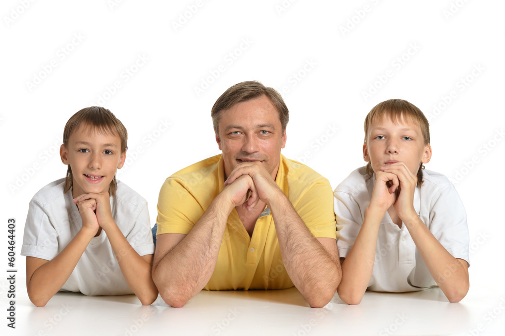 Father with sons on the floor Father with sons on the floor
