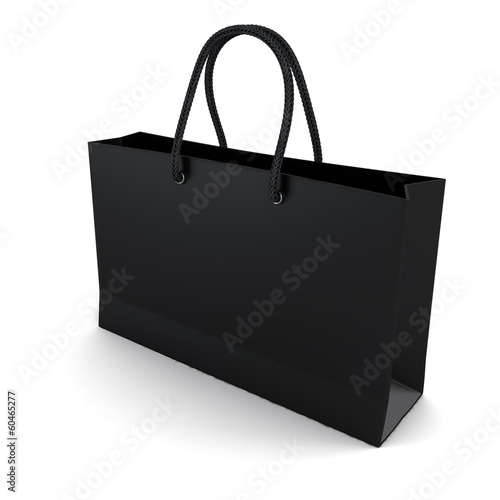 Shopping bag black isolated