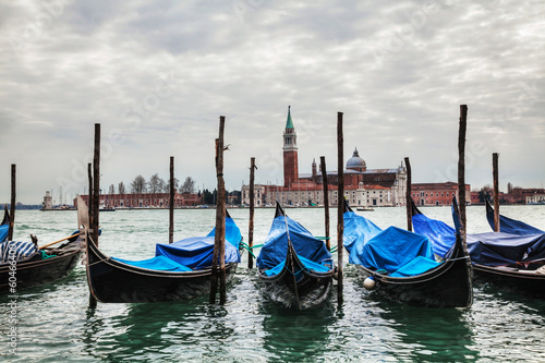 Gondolas floating in the Grand Canal © andreykr