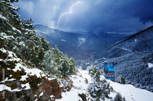 Cable car and lighting storm