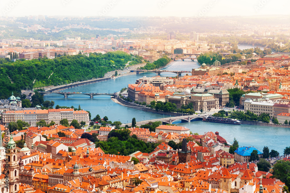 Vltava river and bridges in Prague
