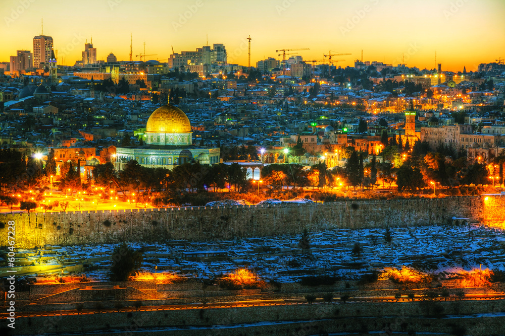 Overview of Old City in Jerusalem, Israel