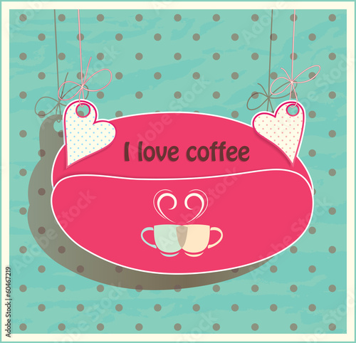 Oval shaped coffee beans. Two cups for loving couple
