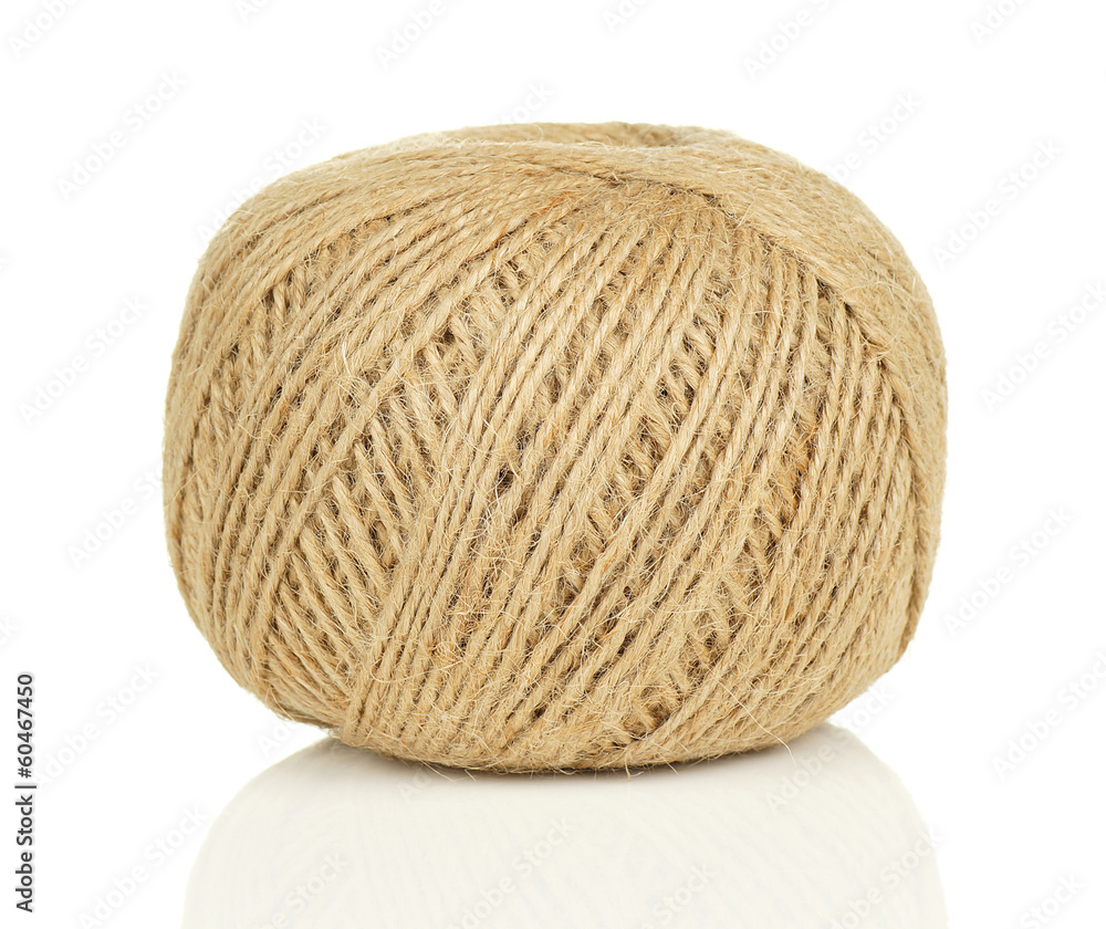 Ball of Natural String on White Background Ball of Natural String on White Background