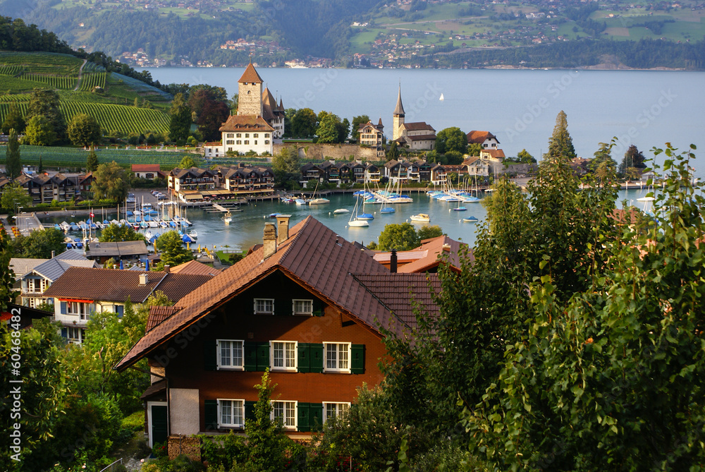 Spiez castle on the lake Thun, Switzerland