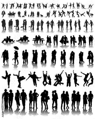 Silhouettes with  shadows of couples, vector