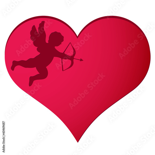 Cupid in heart background