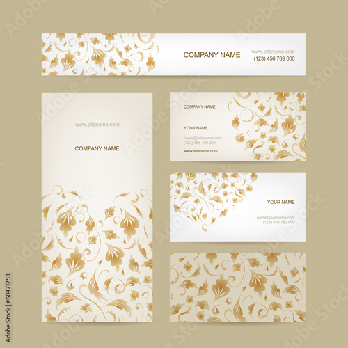 Business cards collection, floral design