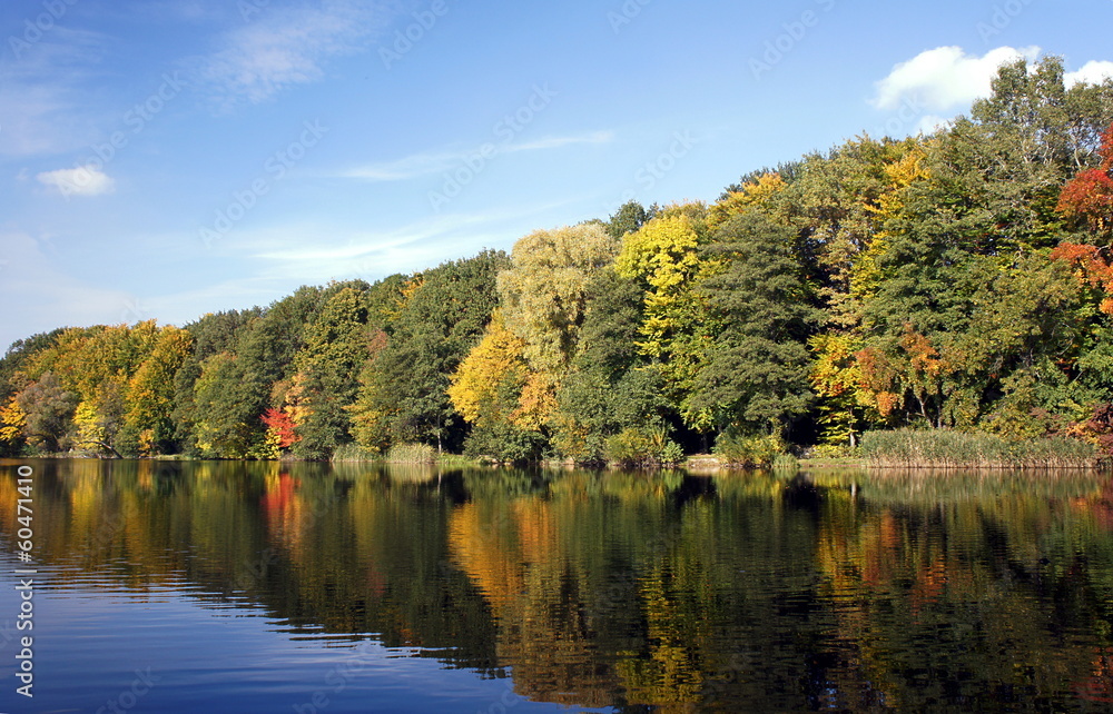 Lake and forest in autumn in Poland. Lake and forest in autumn in Poland.