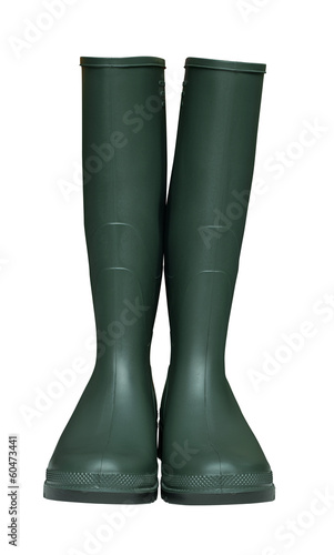 Green wellies isolated