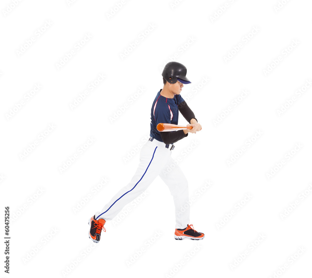 Fototapeta premium Baseball player with bat on the side.