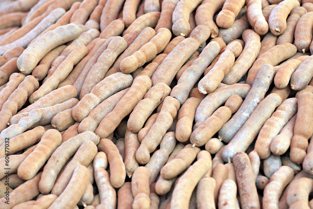 Tamarind of stacked in abundance.